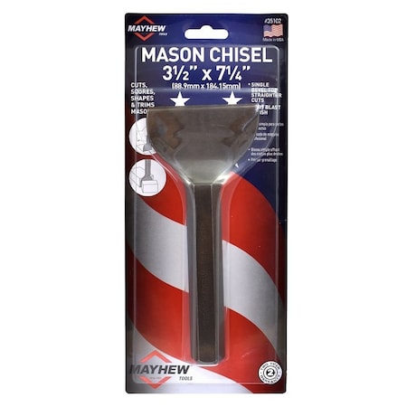 Mayhew Mason Chisel, 3-1/2 in W Blade, 7-1/4 in OAL 35102