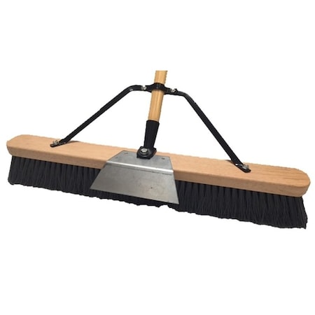 Simple Spaces Push Broom, 24 in Sweep Face, 3 in L Trim, Polypropylene Bristle, 60 in L, Bolt with Brace 93130
