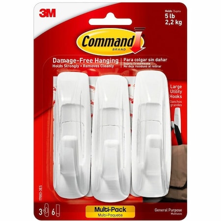 Command Large Utility Hook Multi-Pack, 5 Pounds Capacity, 3PK 170033ES