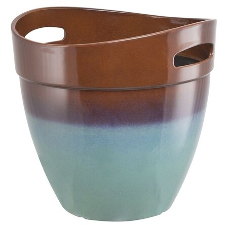 Landscapers Select Planter, 14.8 in Dia, 14-1/2 in H, Round, Resin, Teal, Teal PT-S040