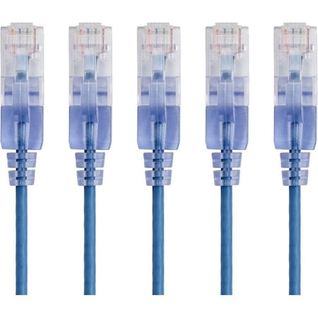Monoprice SLIM CAT6A PATCH CABLE, 5-PACK_10FT BLUE, 5PK 15142
