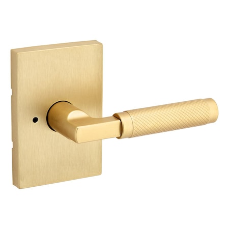 Kwikset Prava Lever with Rectangular Rose Privacy Door Lock with 6AL Latch and RCS Strike Satin Brass 730PVLRCT-4
