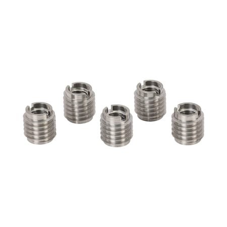 Zoro Select Knife Thread Insert, 3/8"-16 Int Thrd Sz, 5/8 in L, 1/2 in Dia., 18-8 Stainless Steel, Plain, 5 PK 400-6-CR-PK5