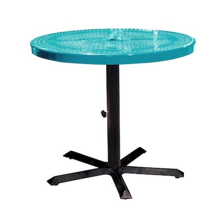 Leisure Craft 36" Round Perforated Pedestal Table, Portable, 30"H, Teal 36TAB30-TEAL