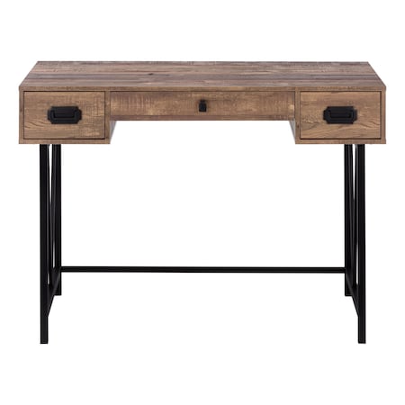 Homeroots 47" Brown and Black Computer Desk With Two Drawers 333513