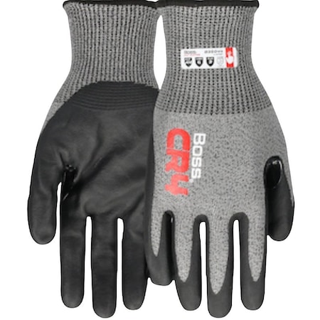 Boss CR4 Cut-Resistant Gloves, L, Reinforced Thumb, Elastic Cuff, Nitrile Coating, Nylon B35044-L