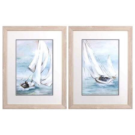 Homeroots Set Of Two Sail Wind Brown Framed Print Wall Art, 2PK 521554