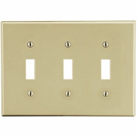 Hubbell Wiring Device-Kellems Wallplate, Mid-Size 3-Gang, 3) Toggle, Ivory PJ3I