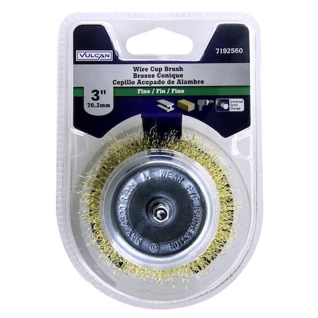 Vulcan Wire Cup Brush, 3 in Dia, 1/4 in Quick Change Shank in Arbor/Shank 321311OR