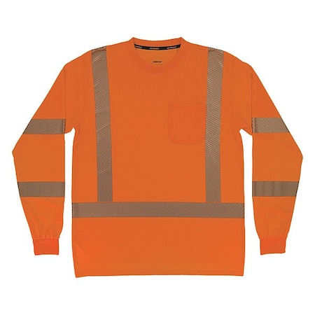 Ergodyne Hi-Vis Shirt, XS, Orange, Long Sleeve 22261