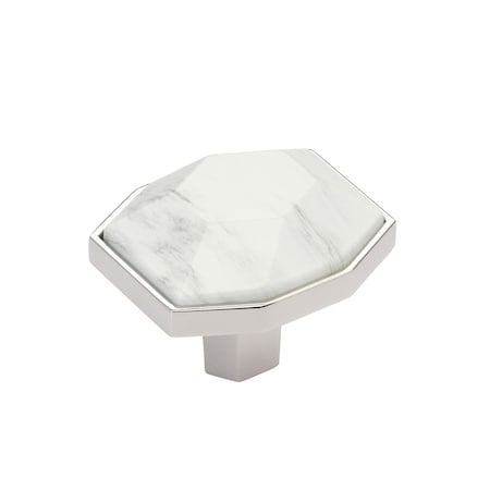 Amerock Carrione 1-5/8 inch 41mm Length Marble White/Polished Nickel Cabinet Knob BP36638MWPN