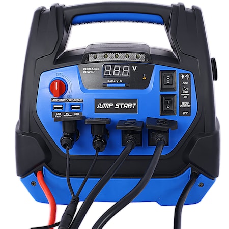 Wrightmaster Rechargeable Jump Starter 1800 Amps with Air Compressor and AC, 12V DC, USB Power Station ZR-W46582326