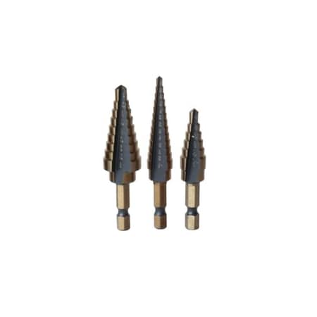 Drill America Step Drill Set with 1/4in Quick Change Hex Shank STE1-3HEX-SET