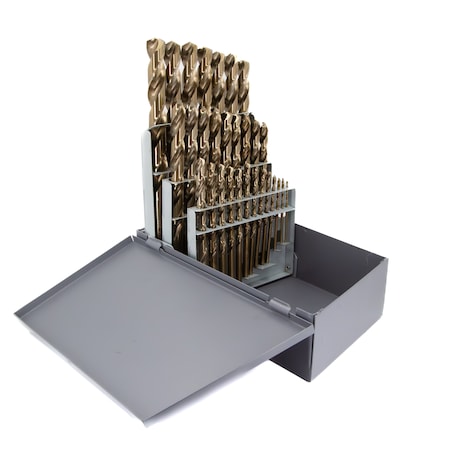 Drill America 29 Piece Cobalt Split Point Stub Drill Bit Set, 1/16" - 1/2" D/A29S-CO-SET