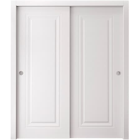 Sartodoors Sliding Closet Bypass Doors 36 x 96 inches, BASIC 9111 White, Rails Hardware Set, Wood Solid Bedr BASIC9111DBD-SKIN-3696