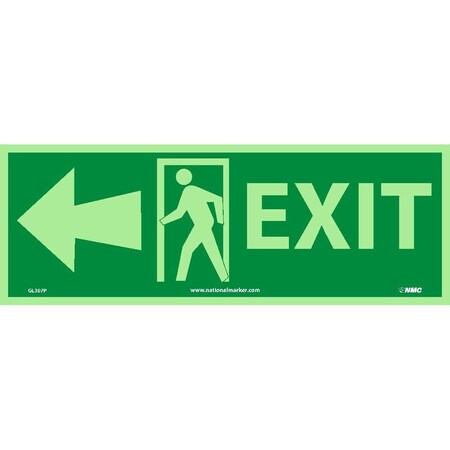 Nmc Exit (W/ Door And Left Arrow), 5X14, Ps Glow GL307P