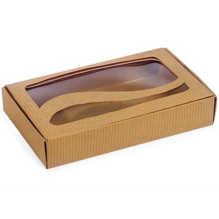 Nashville Wraps Brown Kraft Swirl Window Candy Box, 1/2 lb. 6.5x3.875x1.25, 100PK WCB2K