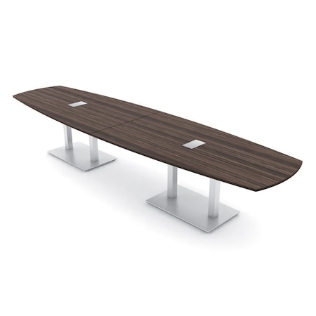 Skutchi Designs Arc Rectangle Meeting Room Table, 45 in W, 168 in L, Brown HAR-AREC-48x168-DOU-H3041-ESIL