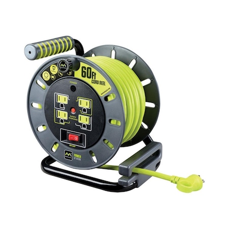 Masterplug 60 ft. Plastic Cord Reel, Gray & Green - Large MA5920