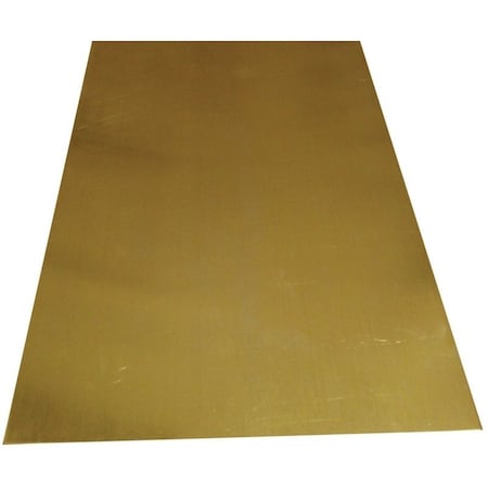 K&S Precision Metals Decorative Metal Sheet, 26 ga Thick Material, 4 in W, 10 in L, Brass, Brass 252