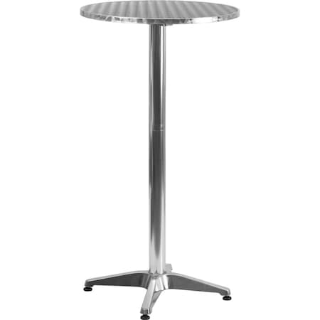 Flash Furniture Round Fold Bar Table, Aluminum, Round, 25.5", Aluminum, Plastic, Stainless Steel Top, Aluminum TLH-059A-GG