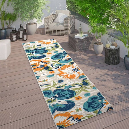 World Rug Gallery Geometric Bohemian Indoor/Outdoor Runner Rug 2 ft 7 in x 8 ft Multi 5566MULTI27X8