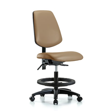 Blue Ridge Ergonomics Medium Bench Chair No Arms, 22" to 29" Height, Vinyl, Taupe BR-VMBCH-MB-RG-T0-A0-BF-RC-8584