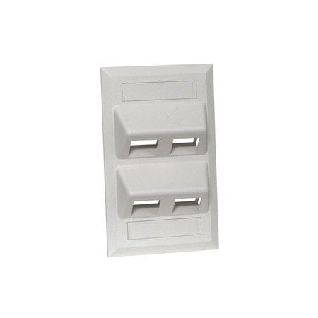 Hubbell 1-Gang Angled 4-Port Keystone Wallplate, White AFP14