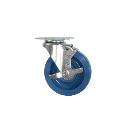 Service Caster 5 Inch SS Solid Polyurethane Swivel Top Plate Caster with Brake SCC-SS20S514-SPUS-TLB