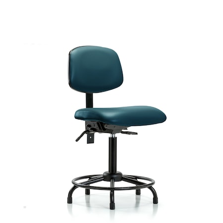 Blue Ridge Ergonomics Vinyl Chair, Med Bench, Round Tube Base, Glides, Royal BR-VMBCH-RT-T0-A0-RG-8801