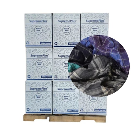Supremeplus Recycled Color Flannel (Polishing) Cleaning Rags, 675 lbs. Pallet, 27x 25 lbs. Boxes, 27PK SP-0769