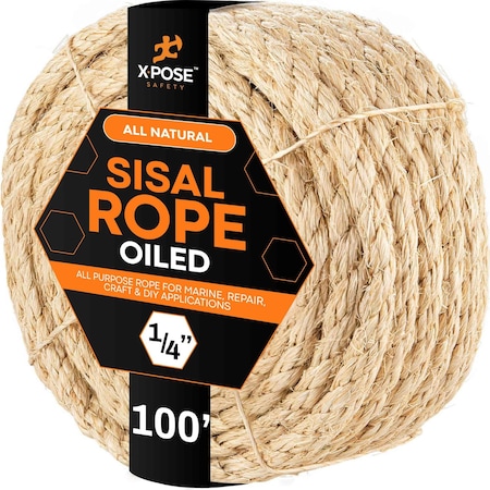 Xpose Safety Sisal Rope 1/4inx100ft SR14-100-X