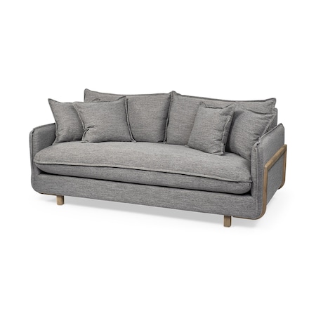Homeroots 84" Gray Fabric Sofa With Brown Legs 606783