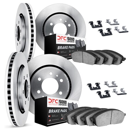 Dynamic Friction Co DFC Brake Rotor with 5000 Brake Pads and Hardware Kit 6514-76036