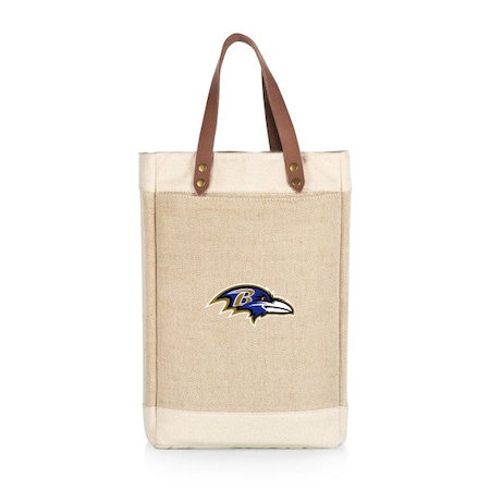 Picnic Time Family Of Brands Baltimore Ravens - Pinot Jute 2 Bottle Insulated Wine Bag, (Beige) 539-02-187-034-2