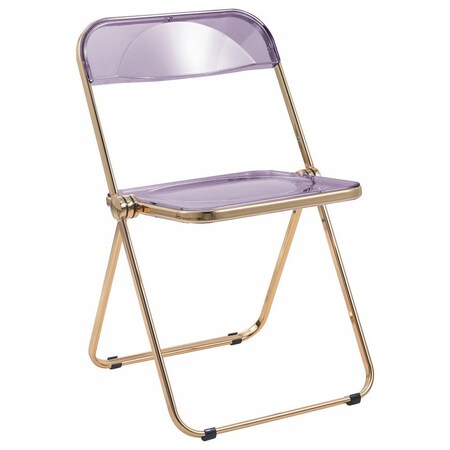 Leisuremod Lawrence Acrylic Folding Chair with Gold Metal Frame, Magenta LFG19PU