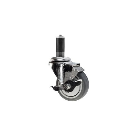 Service Caster 4'' Thermoplastic Rubber Swivel 1'' Expanding Stem Caster with Brake SCC-EX20S414-TPRB-TLB-1