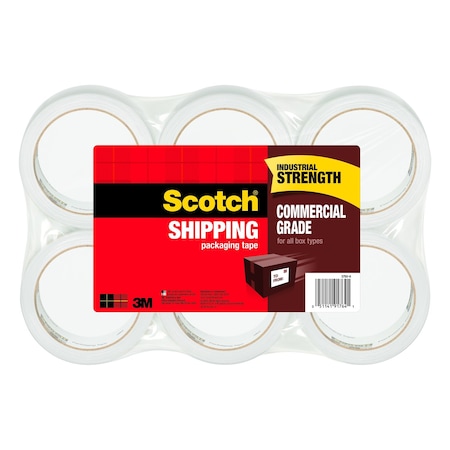 Scotch Packing Tape, 3.1 mil Thick, 1.88 in W x 54.60 yd L, 3 in Core Dia., Clear, 6 PK 3750-6