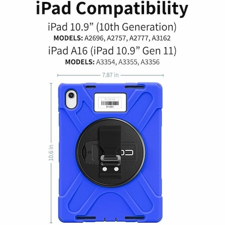 Codi Rugged iPad 11in (A16) / iPad 10.9in (10th Generation) Case w/ Integrated Screen Protector - Blue C30705069ISBL