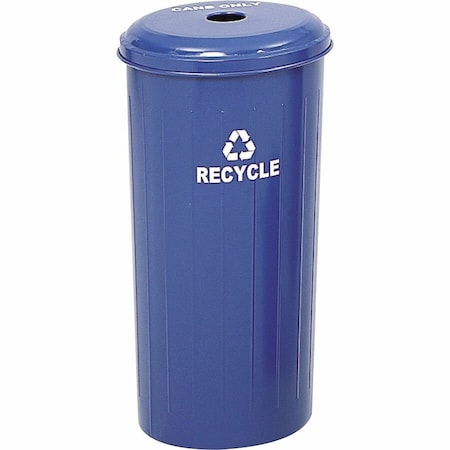Safco 20 gal Round Recycling Bin, Open Top, Blue, Steel, 1 Openings 9632BU