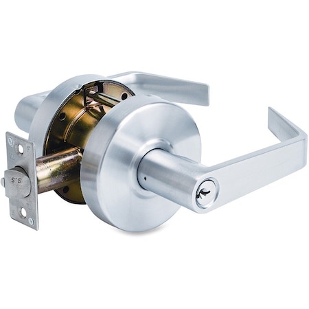 Master Lock Door Lever Lockset, Satin Chrome, Mechanical, Heavy Duty, 1-3/8 to 1-3/4" For Door Thickness SLCHKE26D