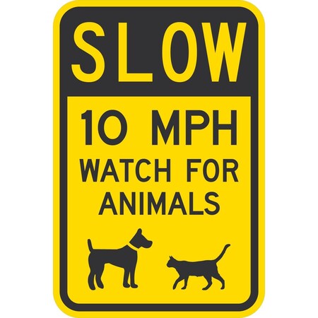 Lyle Slow 10 MPH Watch For Animals (w/graphic), 12x18, Non-Reflective, Yellow G-4912-NA_12x18