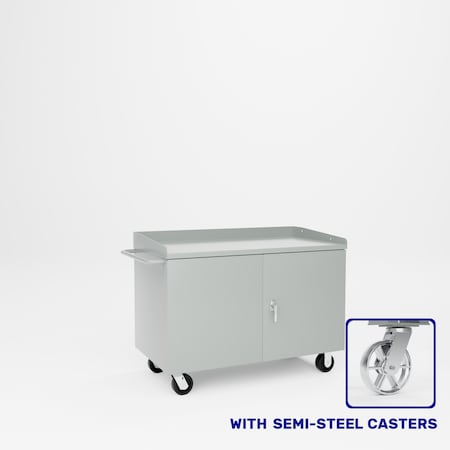 Pucel Mobile Cabinet Bench, Semi Steel Casters, 48 in W x 26 in D x 34 in H, Gray PC-48S