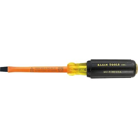 Klein Tools Insulated Slotted Screwdriver 1/4 in Round 602-4-INS