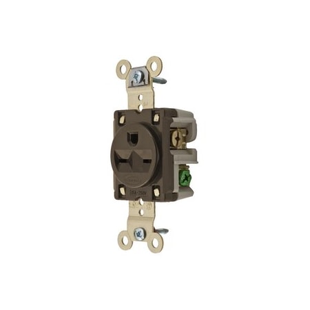 Hubbell Wiring 2-Pole 3-Wire 15A 250V 6-15R Brown Single Pack Specification Grade Receptacle HBL5661