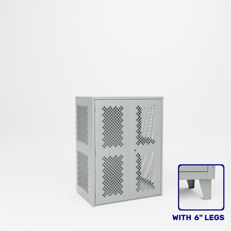 Pucel Heavy Duty Storage Cabinet with 6in Legs, 36in W x 54in H x 24in D, Perforated Doors and Sides, Red HDSC-3648-24-2L-PERF