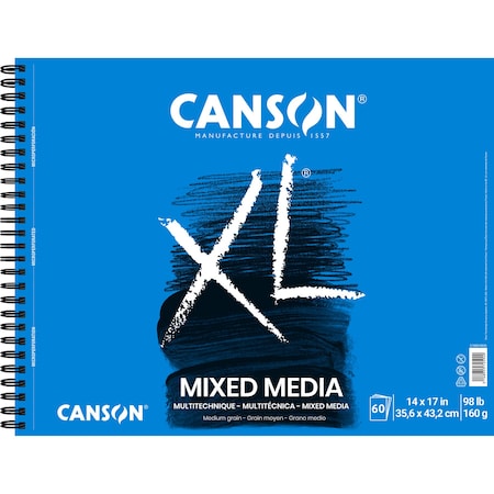 Canson XL Series Mixed Media Pad, Side Wire Binding, 60 Sheet, 14x17 inch C100510930-03