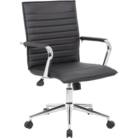 Boss B9533C Task Chair, Black Back, 23 in W 26" L 38-1/2" H, Fixed, Vinyl Seat B9533C-BK
