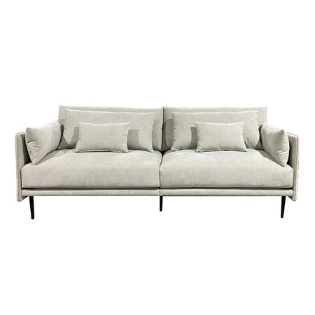 Homeroots 85" Beige Fabric Solid Wood Sofa 672575
