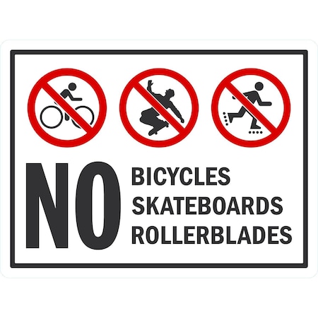 Lyle No Bicycles Skateboards Rollerblades, 24x18, Engineer Grade, White G-11979-EG_24x18